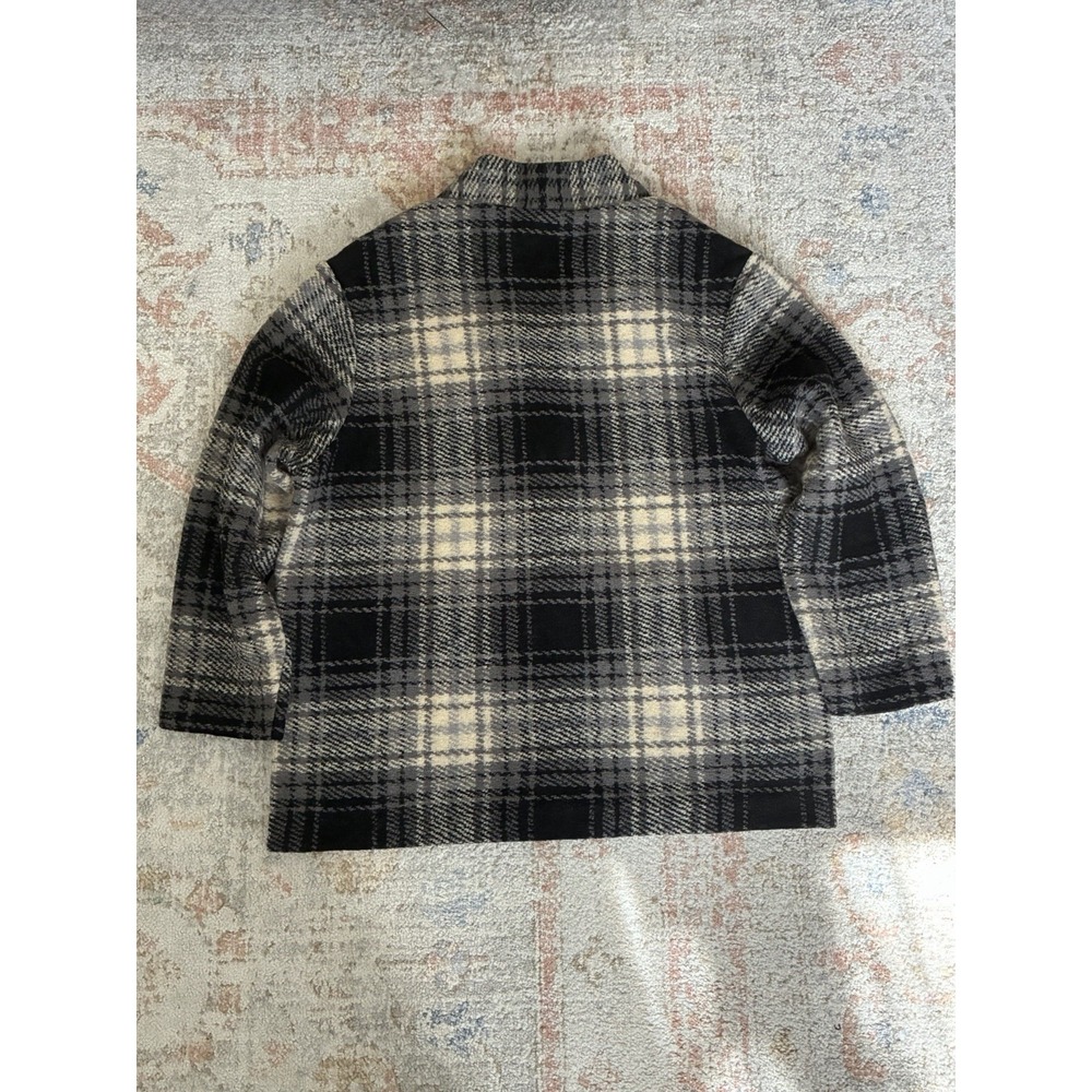 NWT Banana Republic Knit Boucle Coat Sz XL Black Grey Plaid Wool Blend Jacket - Picture 7 of 7